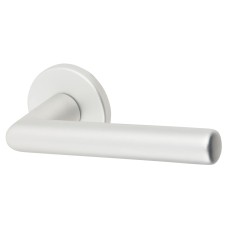 Urfic Satin Aluminium Door Handles on Round Rose - Easy Click Titan Range 