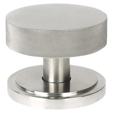 From The Anvil Brompton Round Knurled Centre Door Knob on Art Deco Rose - 90mm Rose - Sat Stainless