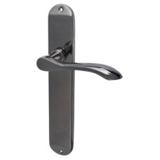 Hampstead Black Nickel Latch Door Handle - Long Plate - Altea Range - 240 x 40mm