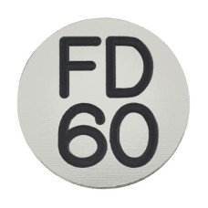 Exel FD60 Fire Door Sign - Self Adhesive - 25mm Diameter - Rigid Plastic - Silver