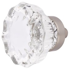 Exel Faceted Glass Cabinet Knob - 35mm Diameter - Satin Nickel