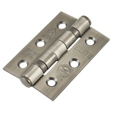 Twin Ball Bearing Grade 7 Butt Fire Door Hinge - 76 x 51 x 2mm - Antique Brass - Pair