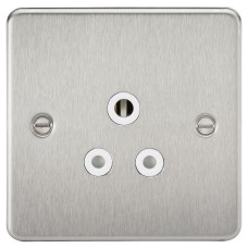 Knightsbridge 5A Flat Plate Unswitched Round Pin Socket - Brushed Chrome with White Insert