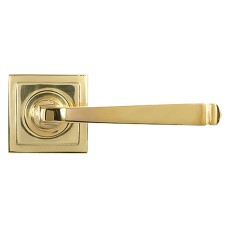 From The Anvil Polished Brass Door Handles on Square Rose - Avon Range 