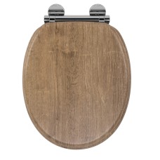 Croydex Ontario Flexi-Fix Soft Close Wooden Toilet Seat with Chrome Hinges - Teak