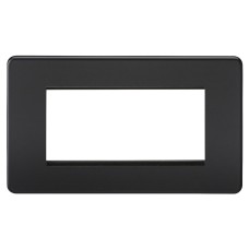Knightsbridge 2 Gang 4 Module Euro Screwless Faceplate - Matt Black