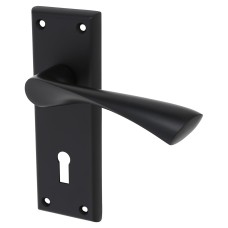 Serozzetta by Carlisle Brass Matt Black Keyhole Lock Door Handle - Venti Range - 150 x 50mm