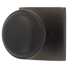 Alexander & Wilks Quantock Cabinet Knob on Square Backplate - 34mm Diameter - PVD Dark Bronze