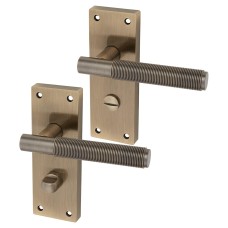 Exel Antique Brass Reeded Bathroom Door Handle - Lily Range - 155 x 55mm