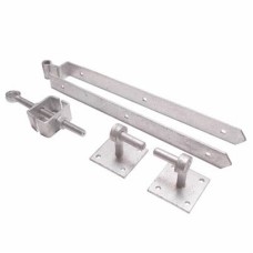 Heavy Duty Adjustable Field Gate Hinge Set On Plates - 300 x 85mm - Galvanised