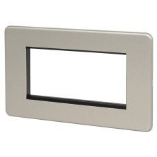 Knightsbridge 2 Gang 4 Module Euro Screwless Faceplate - Brushed Chrome