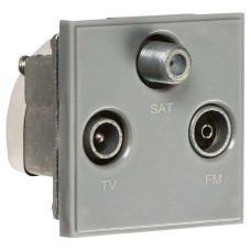 Knightsbridge 1 Gang TV + F type Satellite + FM/DAB Triplexer Euro Module - Grey