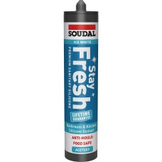 Soudal Stay Fresh Acetoxy Silicone Anti-Mould Sanitary Sealant - 290ml - Ice White
