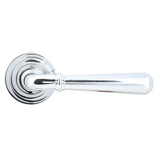 From The Anvil Polished Chrome Door Handles on Round Art Deco Rose - Newbury Range 