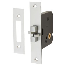 Jedo Sliding Door Bathroom Lock - 76mm Case - 56mm Backset - Satin Chrome