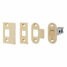 Exel Contract Bolt Through Tubular Latch - 76mm Case - 56mm Backset - Radius - Polished Brass