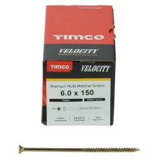 TIMCO Velocity Pozi Countersunk Wood Screws - 6.0 x 150mm - Yellow Zinc - Pack of 100