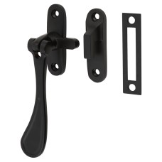 Carlisle Brass Victorian Mortice & Hook Plate Casement Window Fastener - Reversible - Matt Black