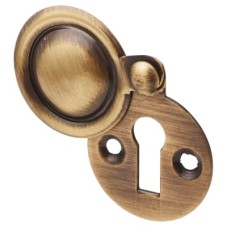Hampstead Victorian Covered Escutcheon - 32mm Diameter - Keyhole - Antique Brass