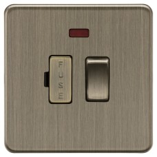 Knightsbridge 13A 1 Gang Screwless Flat Plate Switched Fused Spur with Neon - Antique Brass