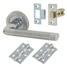Hampstead Belmonte Latch Door Handle on Rose Kit - Polished/Satin Chrome