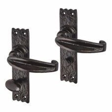 Elan Metalized Antique Black Iron Tudor Bathroom Door Handle - 152 x 38mm