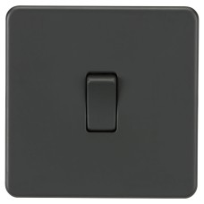 Knightsbridge 10AX 1 Gang Screwless Flat Plate Double Pole Light Switch - Anthracite