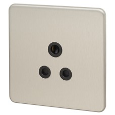 Knightsbridge 5A Screwless Flat Plate Unswitched Round Pin Socket - Brushed Chrome with Black Insert
