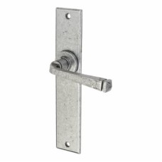 Olde Forge Pewter Latch Door Handle - Long Plate - York Range - 241 x 48mm