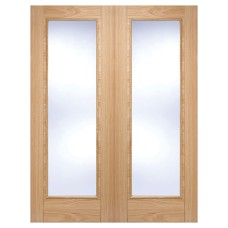 LPD Vancouver Clear Glazed Pre-Finished Internal French Doors - 1981 x 914 x 40mm - Oak 