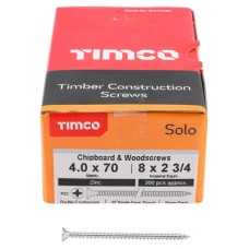 TIMCO Solo Chippy Pozi Countersunk Wood Screws - 4.0 x 70mm - Zinc Plated - Pack of 200