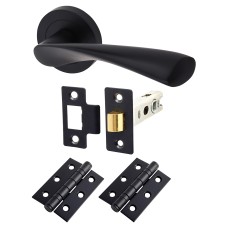 Exel Ariel Latch Door Handle on Rose Kit - Matt Black