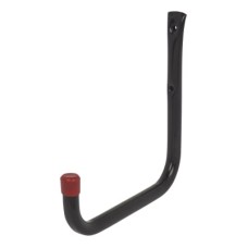 Rothley Tubular Garage and Shed Storage Hook with Red Vinyl Cap - 200mm Depth - Black & Red