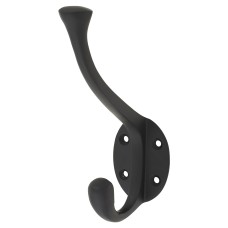 Victorian Heavy Duty Single Hat & Coat Hook - 143 x 65mm - Matt Black