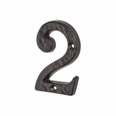 Elan 76mm Screw Fix Door Numeral - 2 - Metalized Antique Black Iron
