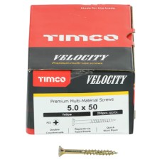 TIMCO Velocity Pozi Countersunk Wood Screws - 5.0 x 50mm - Yellow Zinc - Pack of 200