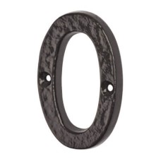Elan 76mm Screw Fix Door Numeral - 0 - Metalized Antique Black Iron