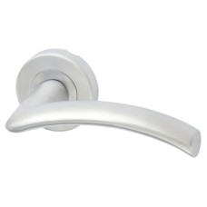 Heritage Brass by M Marcus Satin Chrome Door Handles on Round Rose - Centaur Range 