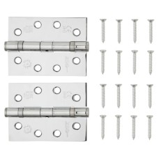 Jedo Twin Ball Bearing Steel Grade 11 Butt Fire Door Hinge - 102 x 76 x 2.7mm - Pol Chrome - Pair