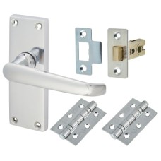 Exel Victorian Latch Door Handle Kit - Short Plate - Polished Chrome