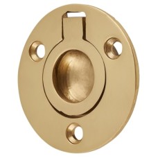 Exel Round Flush Ring Cabinet Pull Handle - 38mm Diameter - Polished Brass