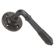 From The Anvil Aged Bronze Reeded Door Handles on Round Rose