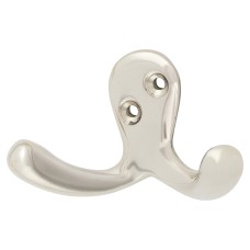 Alexander & Wilks Victorian Double Coat Hook - 30 x 24mm - Polished Nickel