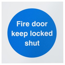 Exel Fire Door Keep Locked Shut Door Sign - 100 x 100mm - Rigid Plastic