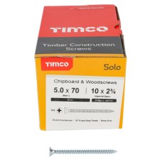 TIMCO Solo Chippy Pozi Countersunk Wood Screws - 5.0 x 70mm - Zinc Plated - Pack of 200