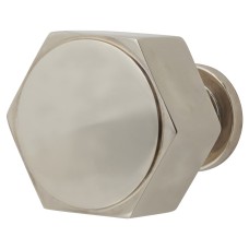 Alexander & Wilks Vesper Hex Cabinet Knob - 33mm Diameter - Polished Nickel