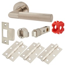 Jigtech Tactil Latch Door Handle on Rose Kit - Passage - Satin Nickel