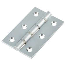 Double Phosphor Bronze Washered Butt Door Hinge - 75 x 50 x 2.5mm - Satin Chrome - Pair