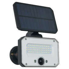 Forum Zink Bradley 3W LED Solar Wall & Ground Floodlight with Spike & PIR - IP54 - 6500K - Black