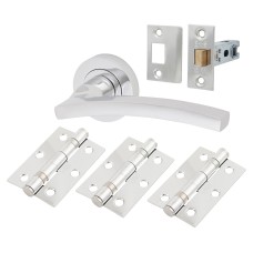 Serozzetta by Carlisle Brass Tavira Latch Door Handle on Rose Ultimate Door Kit - Polished Chrome